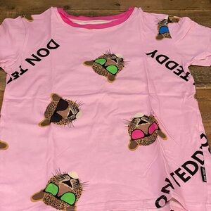 Don Teddy Pink Leopard Print Kids T-Shirt